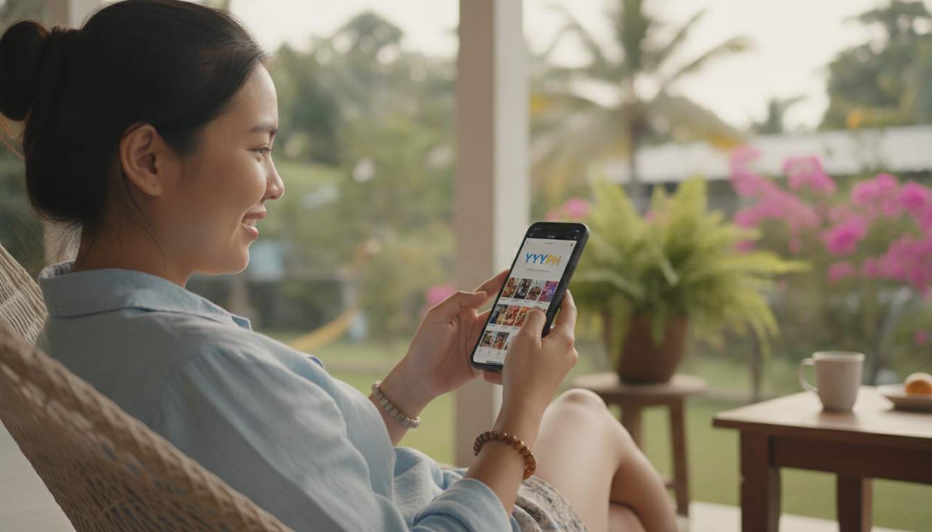 Enjoying YYYPH Mobile App Woman using YYYPH mobile app