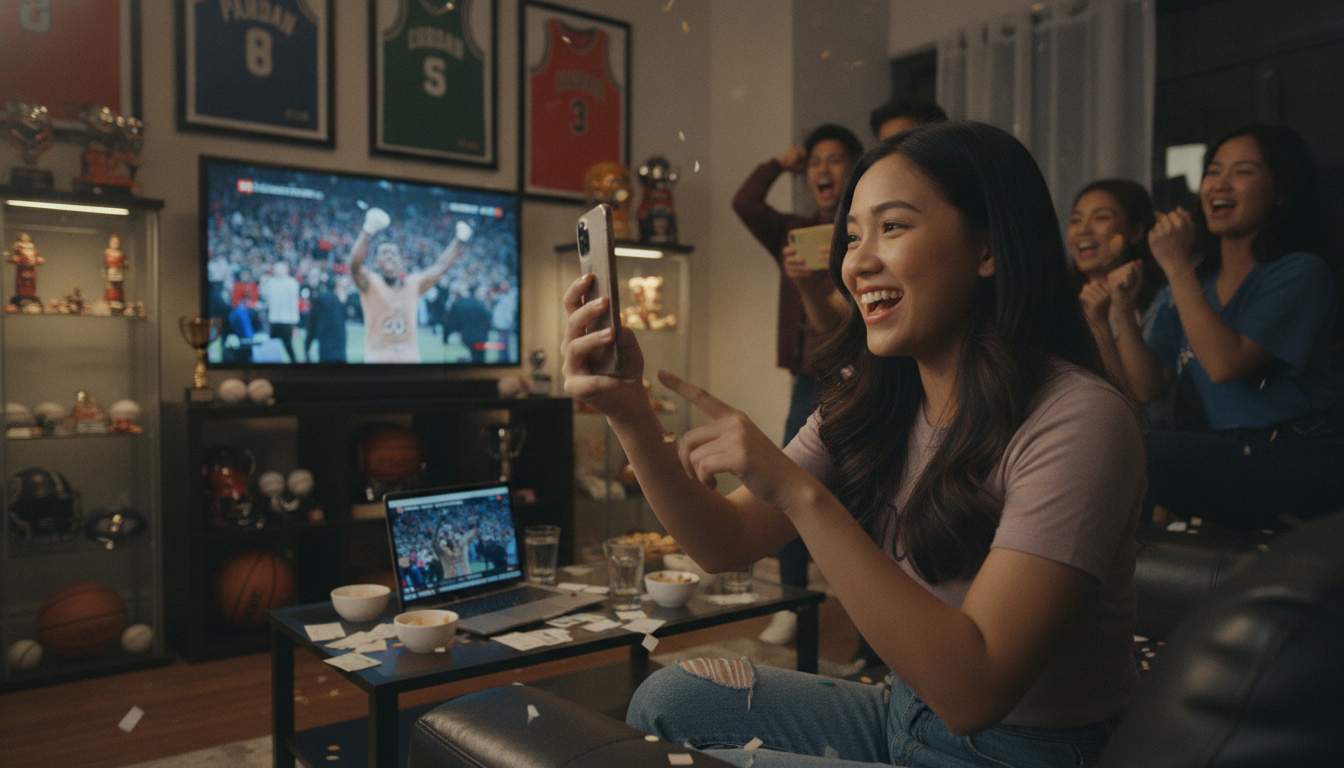 Bet on Sports with YYYPH Filipino woman placing a sports bet